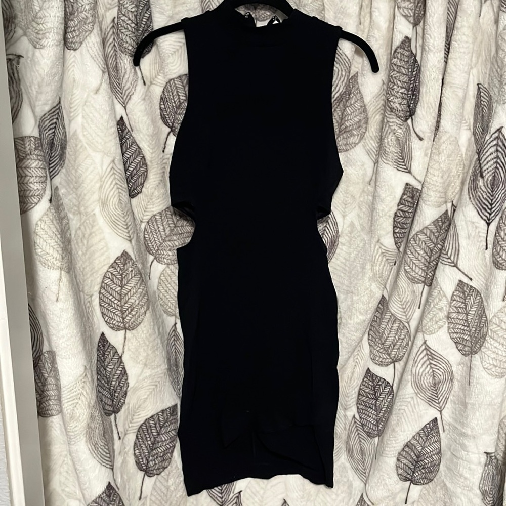 Knit cutout mock turtleneck dress
